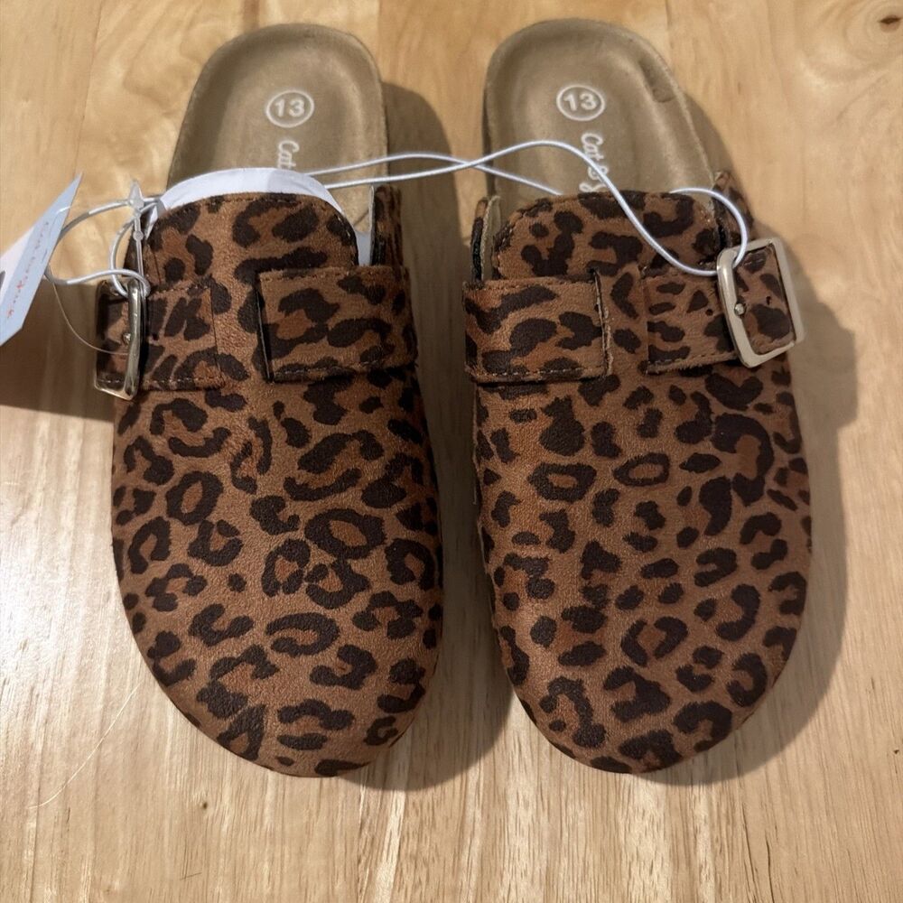 Cat & Jack Kids Girls Brown/Tate Leopard Print Clog Size 13
